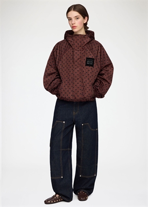 printed flyweight nylon jacket Chicory Coffee A1010197 Ganni 